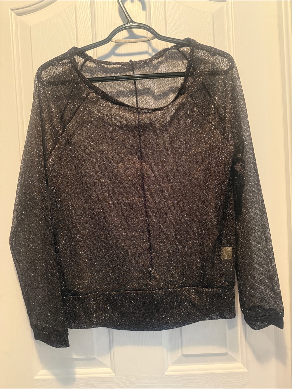Women's Black Metallic Crew Neck Sweater